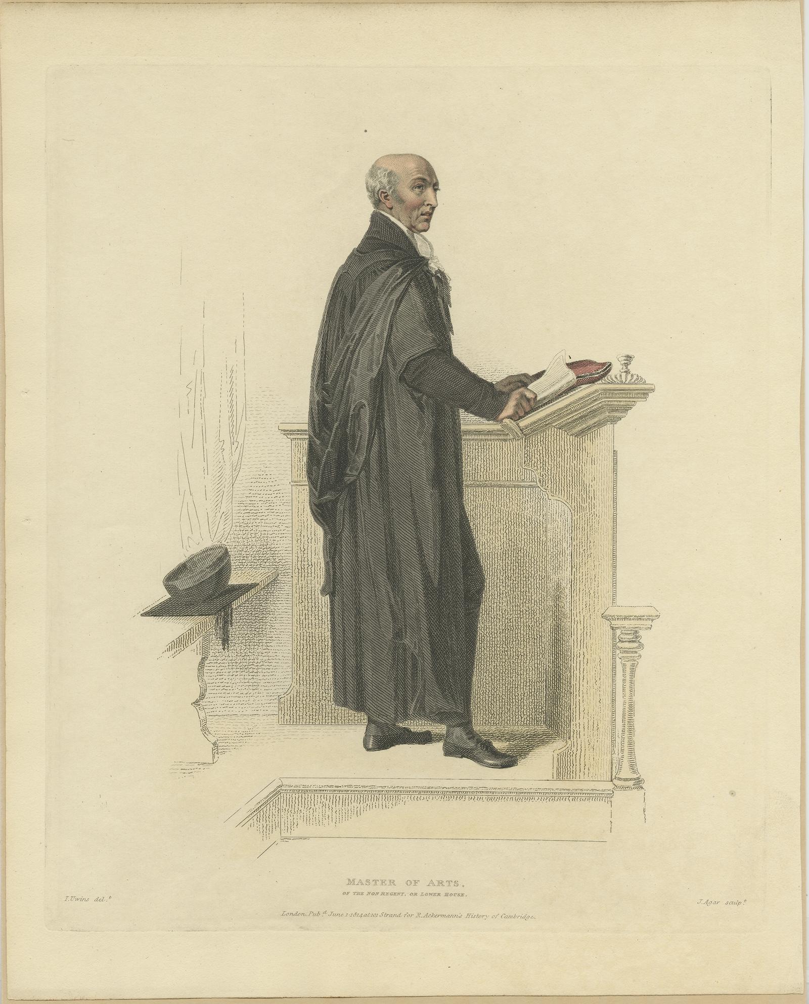 Antique Print of a Master of Arts of the Lower House, 1814 For Sale 1