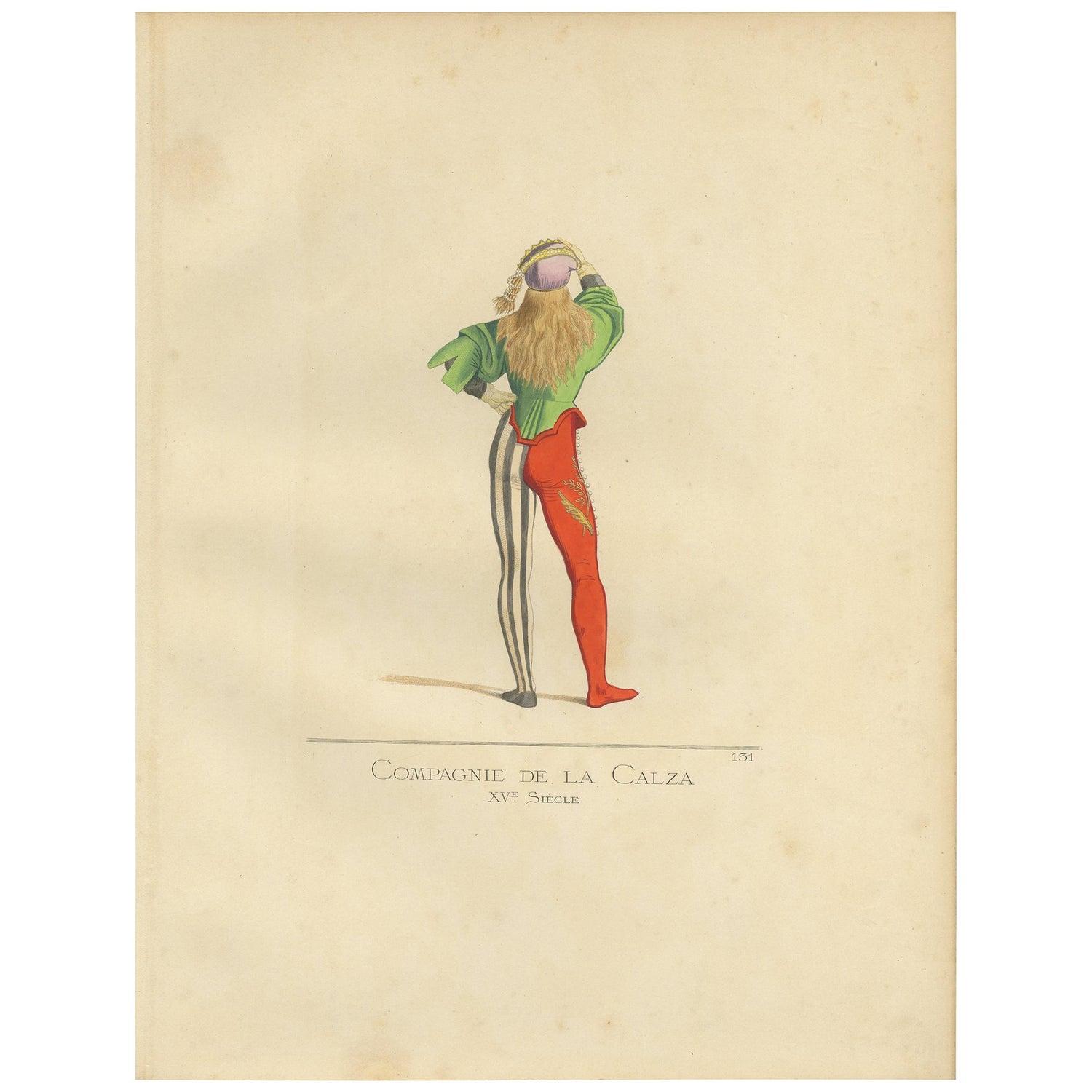Antique Print of a Young Venetian of the Calza Society by Bonnard, 1860 For  Sale at 1stDibs