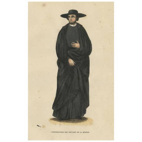 Antique Print of a Member of the Congregation of the Mission, 1845