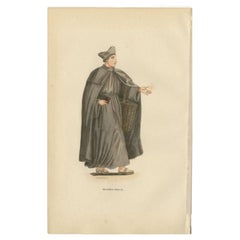 Antique Print of a Member of the Jesuati or Jesuates Order, Siena, 1845