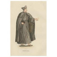 Stampa antica di un membro dell'ordine dei Gesuati, Siena, 1845