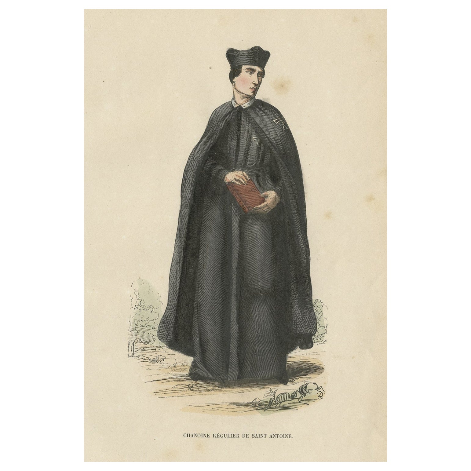 Impression ancienne d'un membre de l'Ordre de Saint Antoine, Éthiopie, 1845