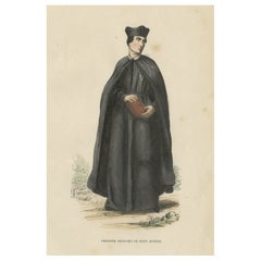 Impression ancienne d'un membre de l'Ordre de Saint Antoine, Éthiopie, 1845