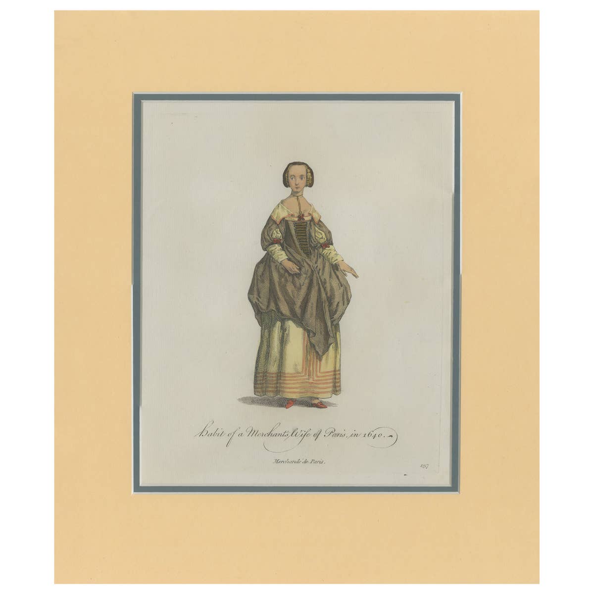 Antique Print of a Merchant's Wife in Paris by Jefferys '1757'