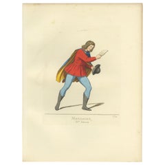 Antique Print of a Messenger, 15th Century, by Bonnard, 1860