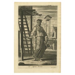 Impression ancienne d'une femme Mestice, Nieuhof, 1744