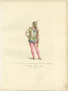 Antique Print of a Military Costume by Bonnard, 1860