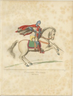 Antique Print of a Military Costume by Bonnard, 1860
