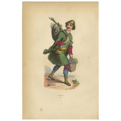 Antique Print of a Mingrelian Man by Wahlen, 1843
