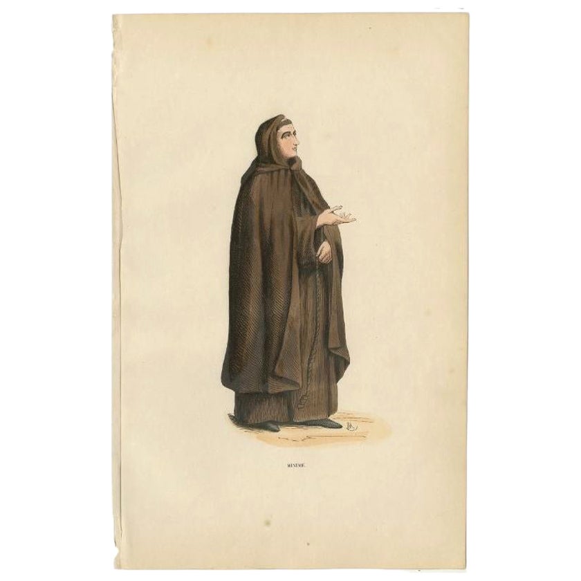 Antique Print of a Minim Monk, 1845 For Sale