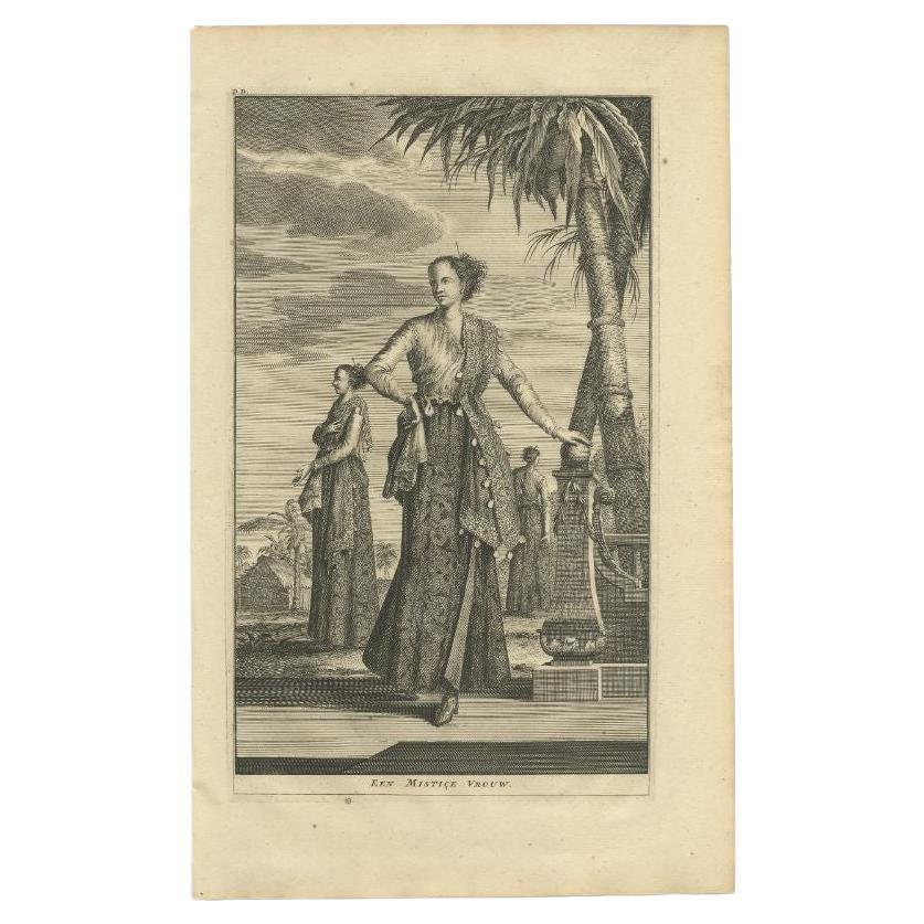 Antique Print of a 'Mistice' Woman by Valentijn, 1726 For Sale