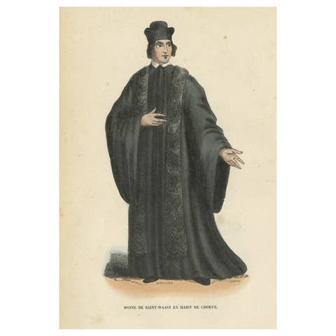 Antique Print of a Monk of the Alexians, 1845