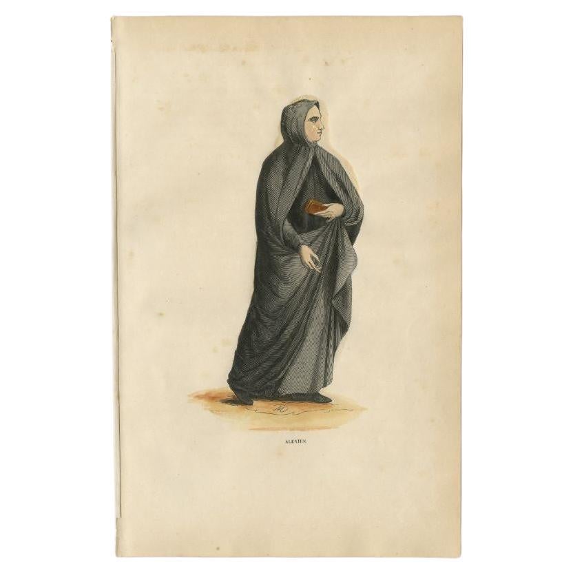 Grabado antiguo de un monje de los alexianos, 1845