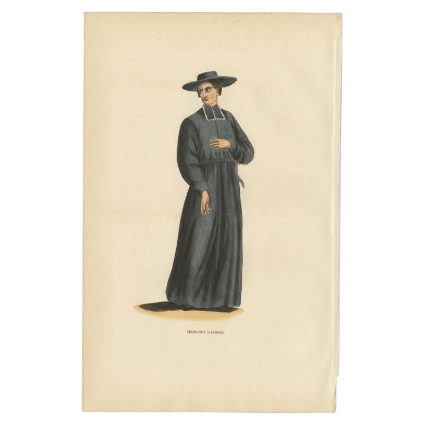 Antique Print of a Monk of the Order of Aubrac, 1845 For Sale