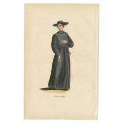 Antique Print of a Monk of the Order of Aubrac, 1845