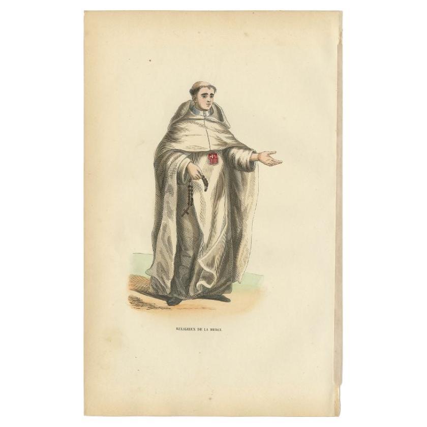 Antique Print of a Monk of the Order of La-Merci, 1845