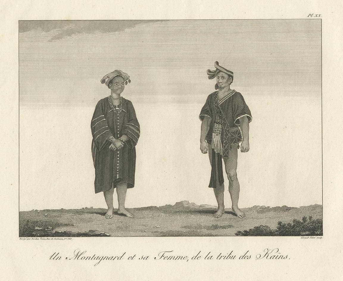 Antique Print of a Montagnard and His Wife by Symes, 1800