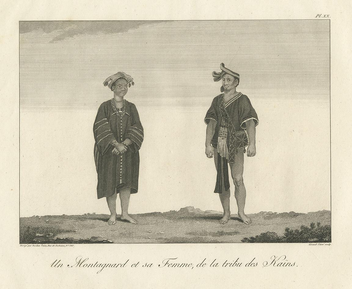 Antique Print of a Montagnard and His Wife by Symes, 1800 In Good Condition For Sale In Langweer, NL