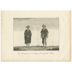 Grabado antiguo de un montañés y su esposa por Symes, 1800