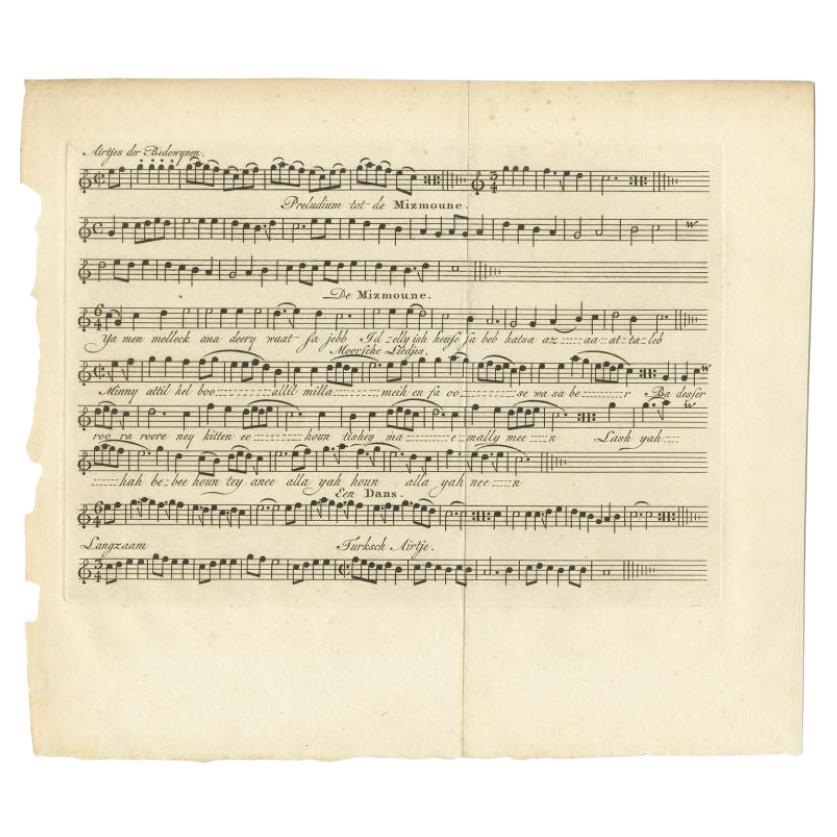 Antique Print of a Moorish Song by Shaw, 1773 For Sale