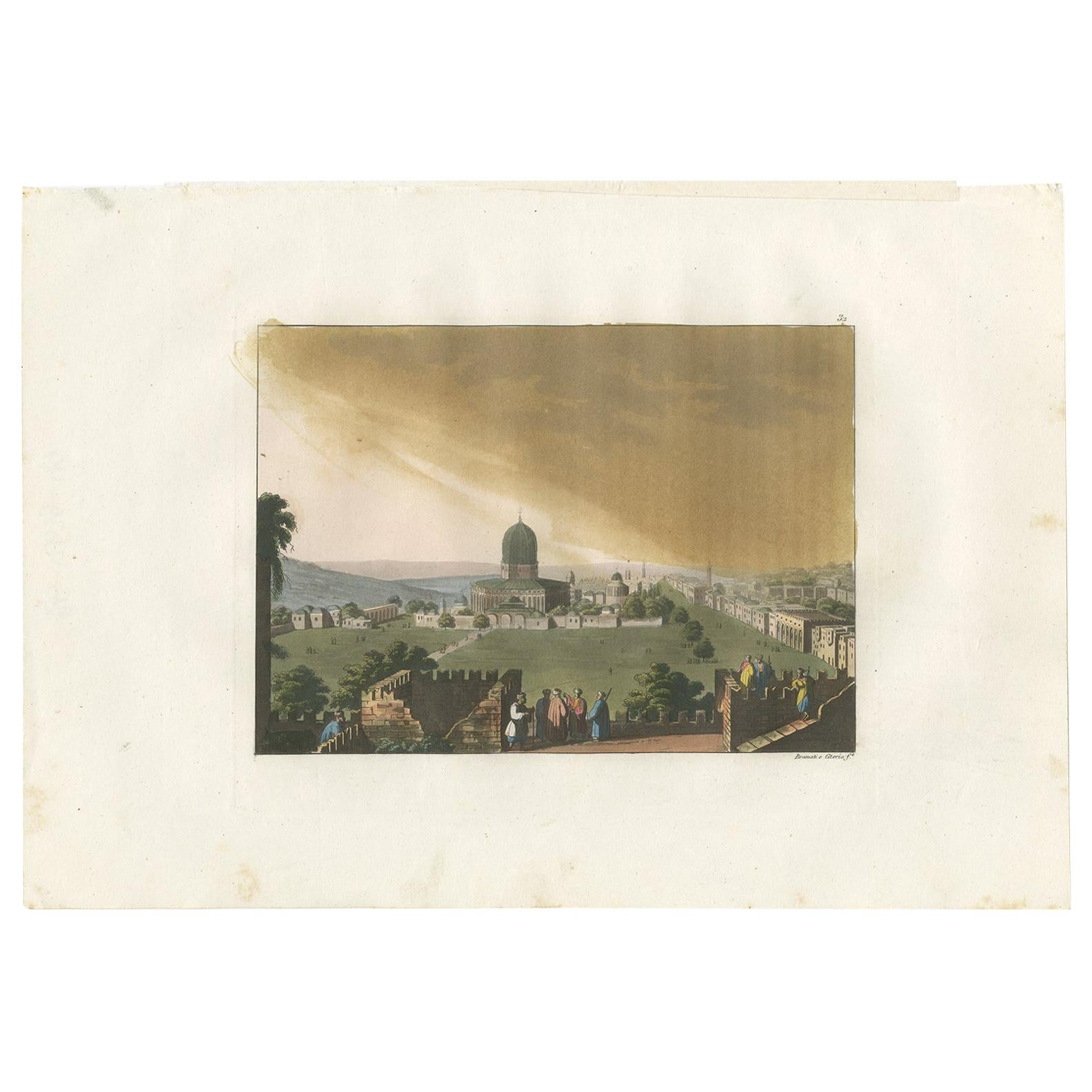 Antique Print of a Mosque of Solomon's Temple by Ferrario '1831' For Sale