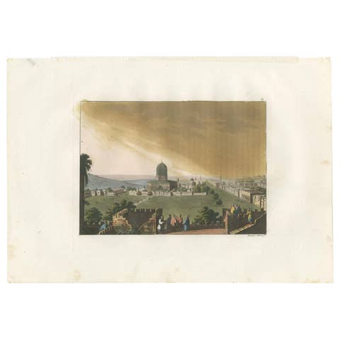 Antique Print of a Mosque of Solomon's Temple by Ferrario '1831'