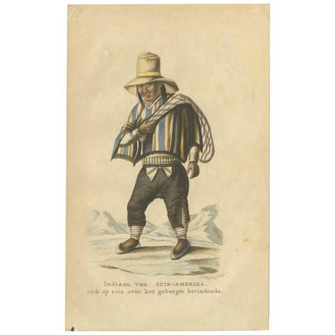 Antique Print of a Native American of South America by Boelen, 1835