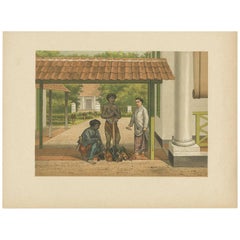 Antique Print of a Native Chicken Salesmen in Batavia 'Java, Indonesia'