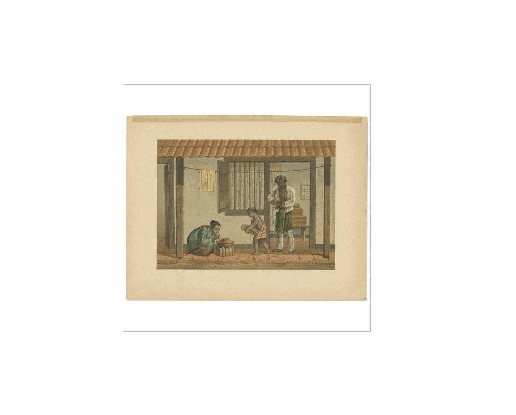 Antique Print of a Native Family 'Indonesia' by M.T.H. Perelaer, 1888