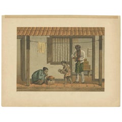 Antiker Druck einer einheimischen Familie „In Indonesien“ von M.T.H. Perelaer, 1888
