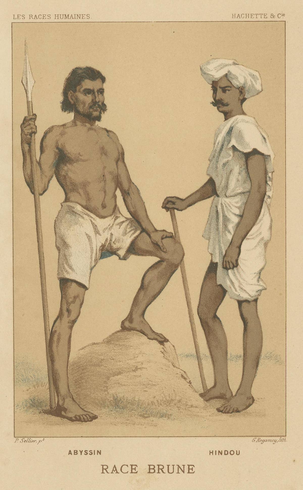 Antique Print of a Native from Abyssinia and a Hindu, 1872