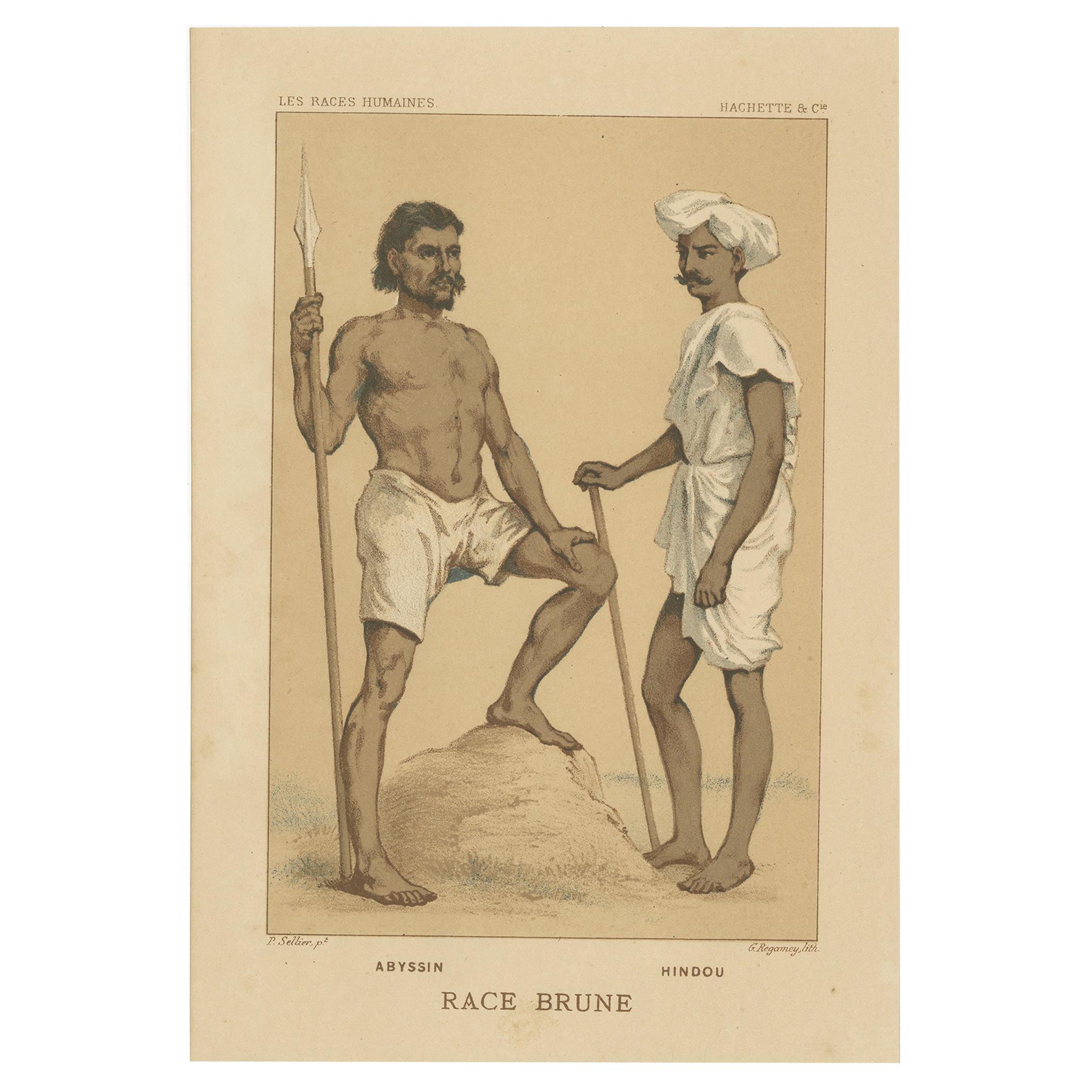 Antique Print of a Native from Abyssinia and a Hindu, 1872 For Sale