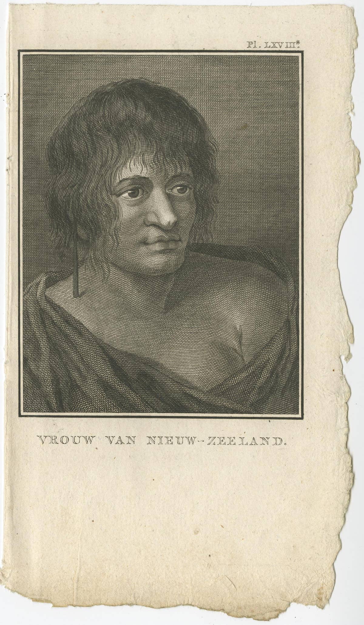 Antique Print of a Native Maori from New Zealand from Capt. Cooks Travels, 1803