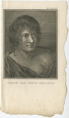 Antique Print of a Native Maori from New Zealand from Capt. Cooks Travels, 1803