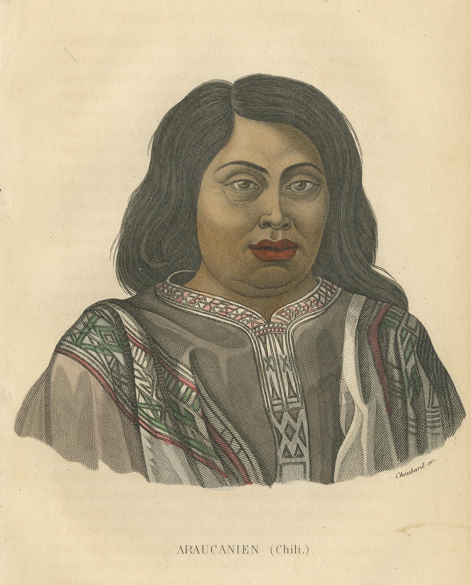 Antique Print of a Native of Araucanía by Prichard, '1843' In Good Condition For Sale In Langweer, NL