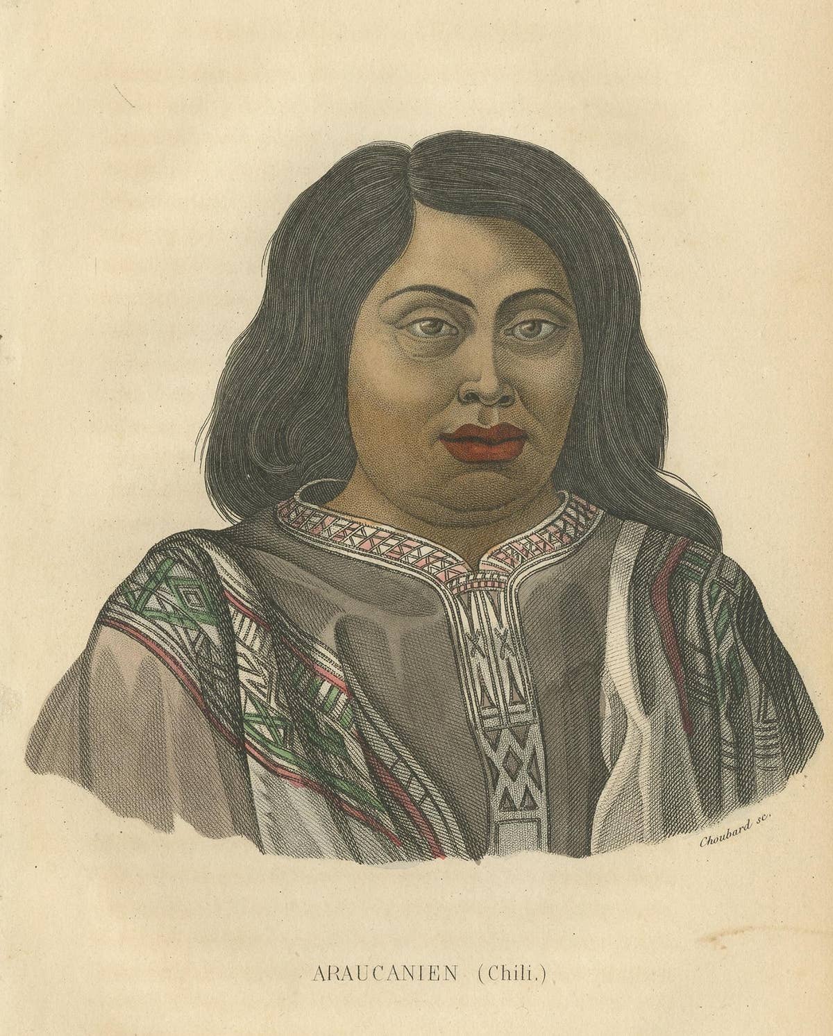 Antique Print of a Native of Araucanía by Prichard, '1843'