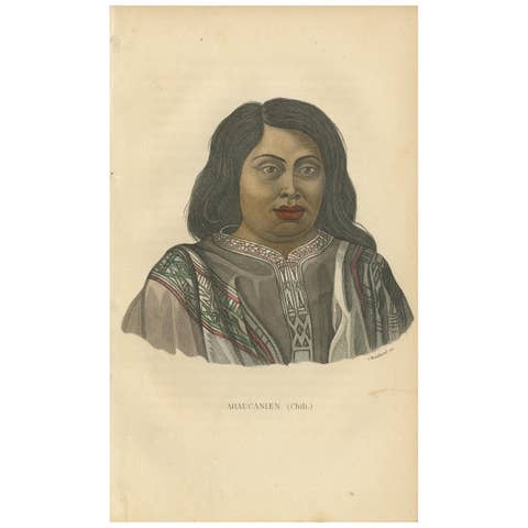 Antique Print of a Native of Araucanía by Prichard, '1843'