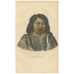 Grabado Antiguo de un Nativo de la Araucanía por Prichard, '1843