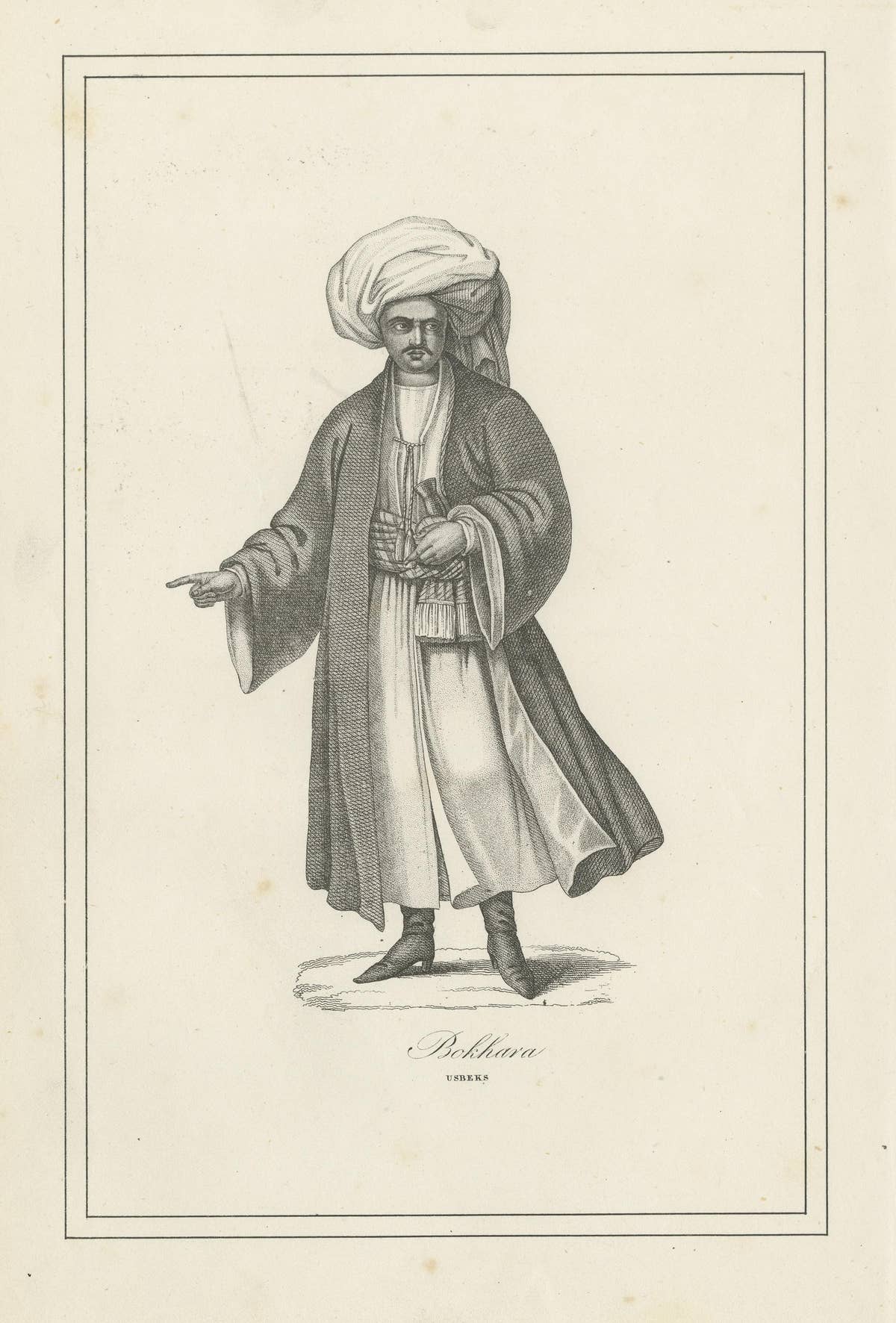 Antique Print of a Native of Bukhara, Uzbekistan