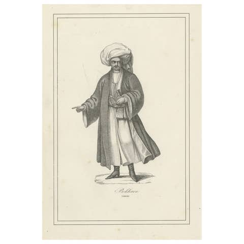 Antique Print of a Native of Bukhara, Uzbekistan