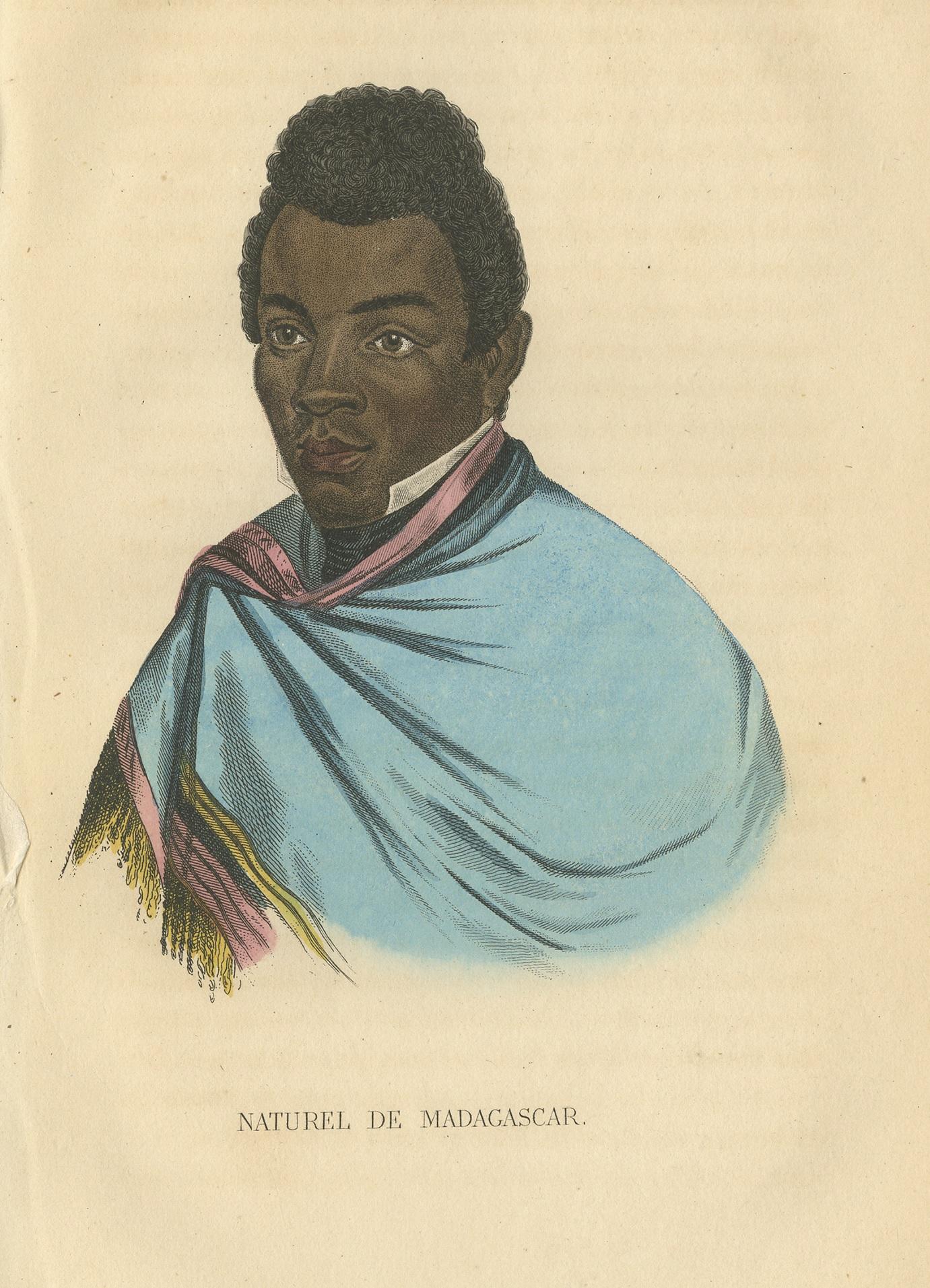 Antique Print of a Native of Madagascar by Prichard, 1843 In Good Condition For Sale In Langweer, NL
