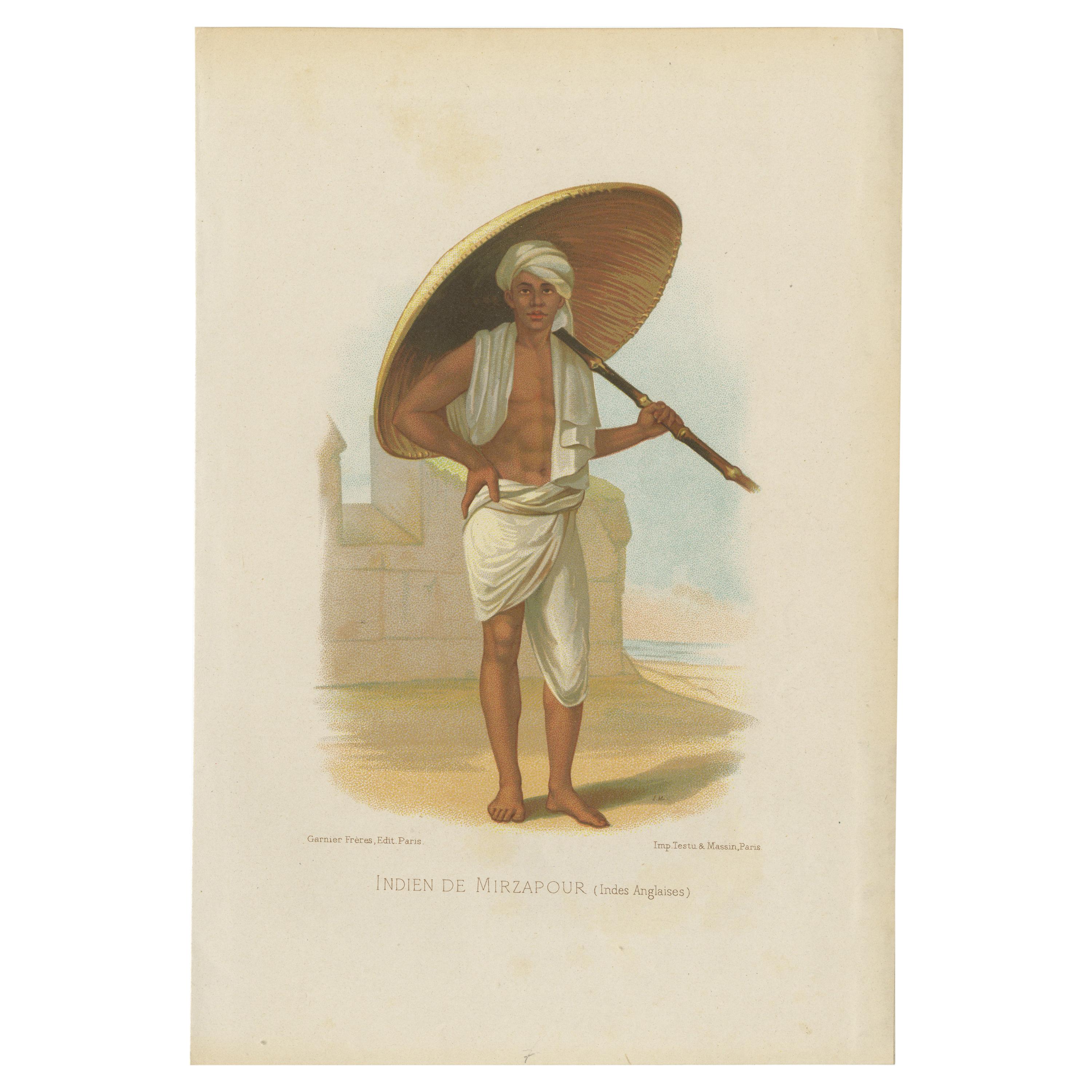 Antique Print of a Native of Mirzapur by Testu & Messin, '1876' For Sale