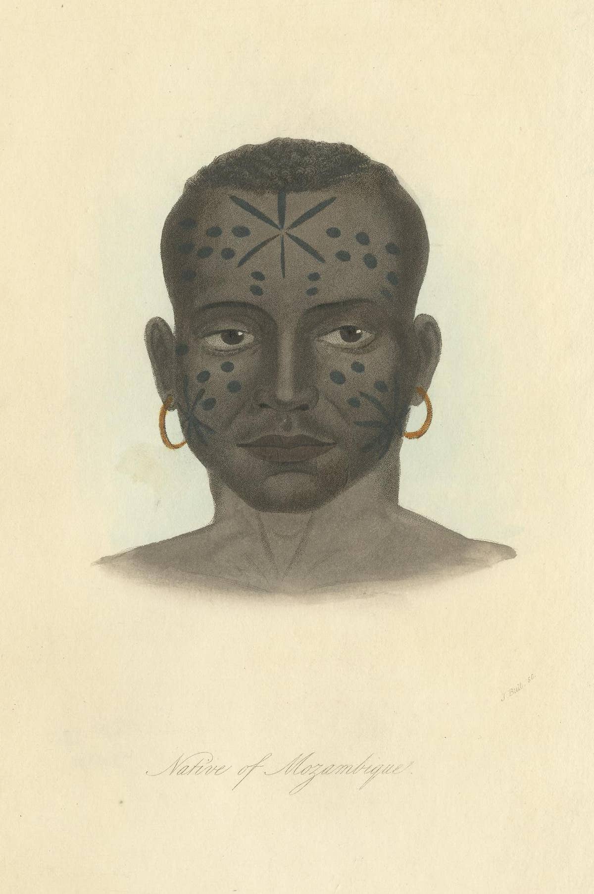 Antique Print of a Native of Mozambique by Prichard, 1842