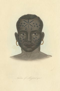 Antique Print of a Native of Mozambique by Prichard, 1842