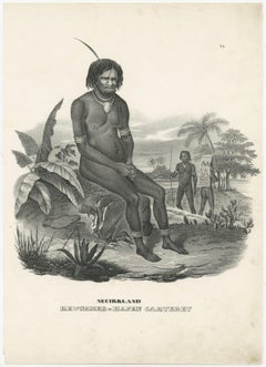 Antique Ethnographic Print, New Ireland Native, Carteret Harbour – Pacific, 1824
