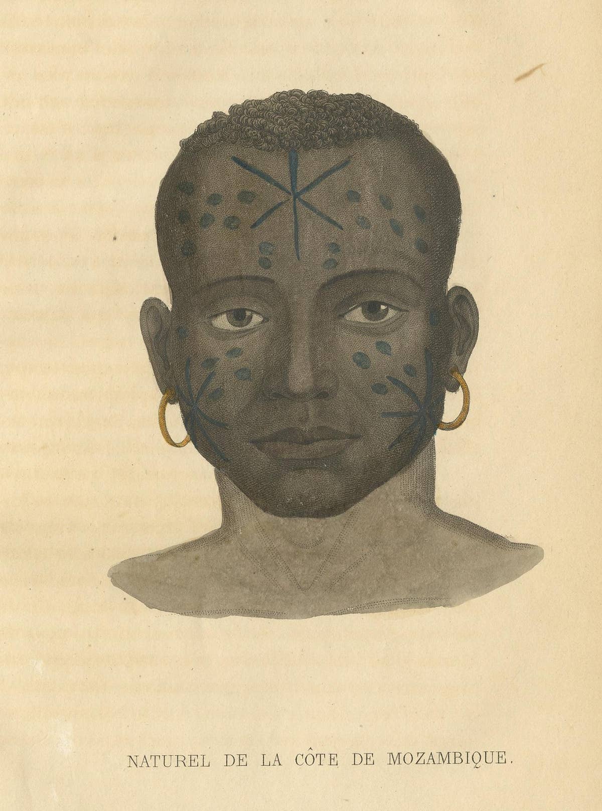 Antique Print of a Native of the Mozambique Coast by Prichard, 1843