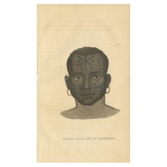 Impression ancienne d'un indigène de la côte du Mozambique par Prichard:: 1843