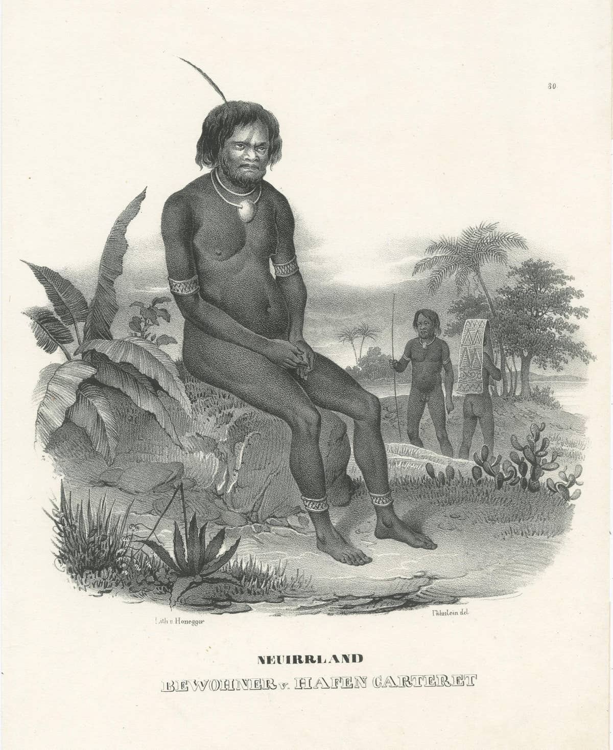 Antique Print of a Native of the Port of Carteret, Bismarck Archipelago