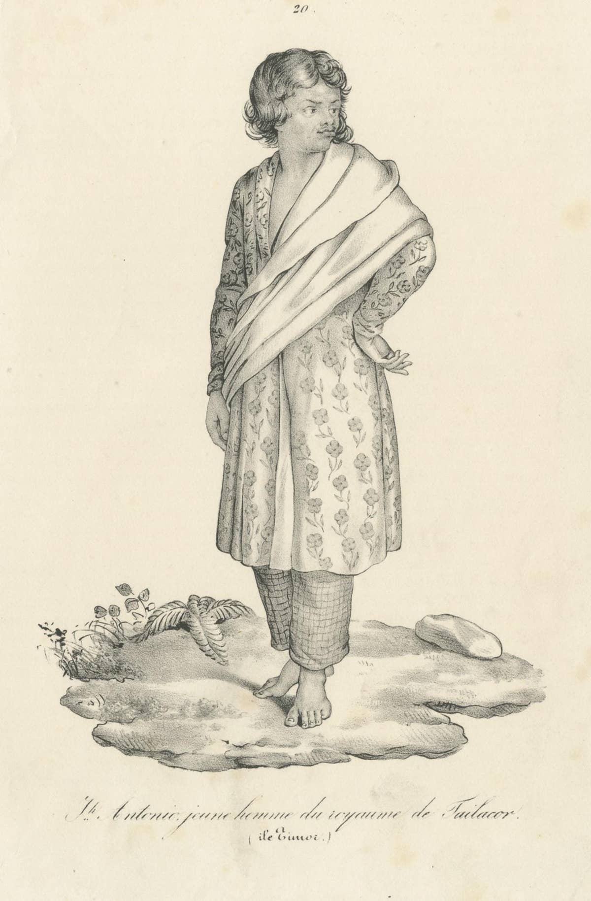 Antique Print of a Native of Timor Island 'circa 1840'
