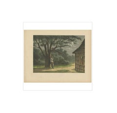 Antique Print of a Native Playing the Flute in Batavia by M.T.H. Perelaer, 1888